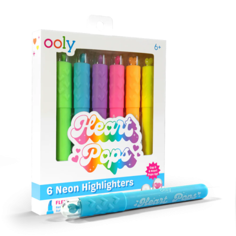 Markere - set 6 culori neon - Inimioare, Heart Pops - imagine 11
